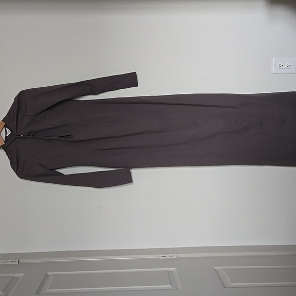 LPA SANTINO Maxi Grey Tie Front Elegant Long Sleeve Dress Size M FORMAL EVENT - Picture 4 of 11